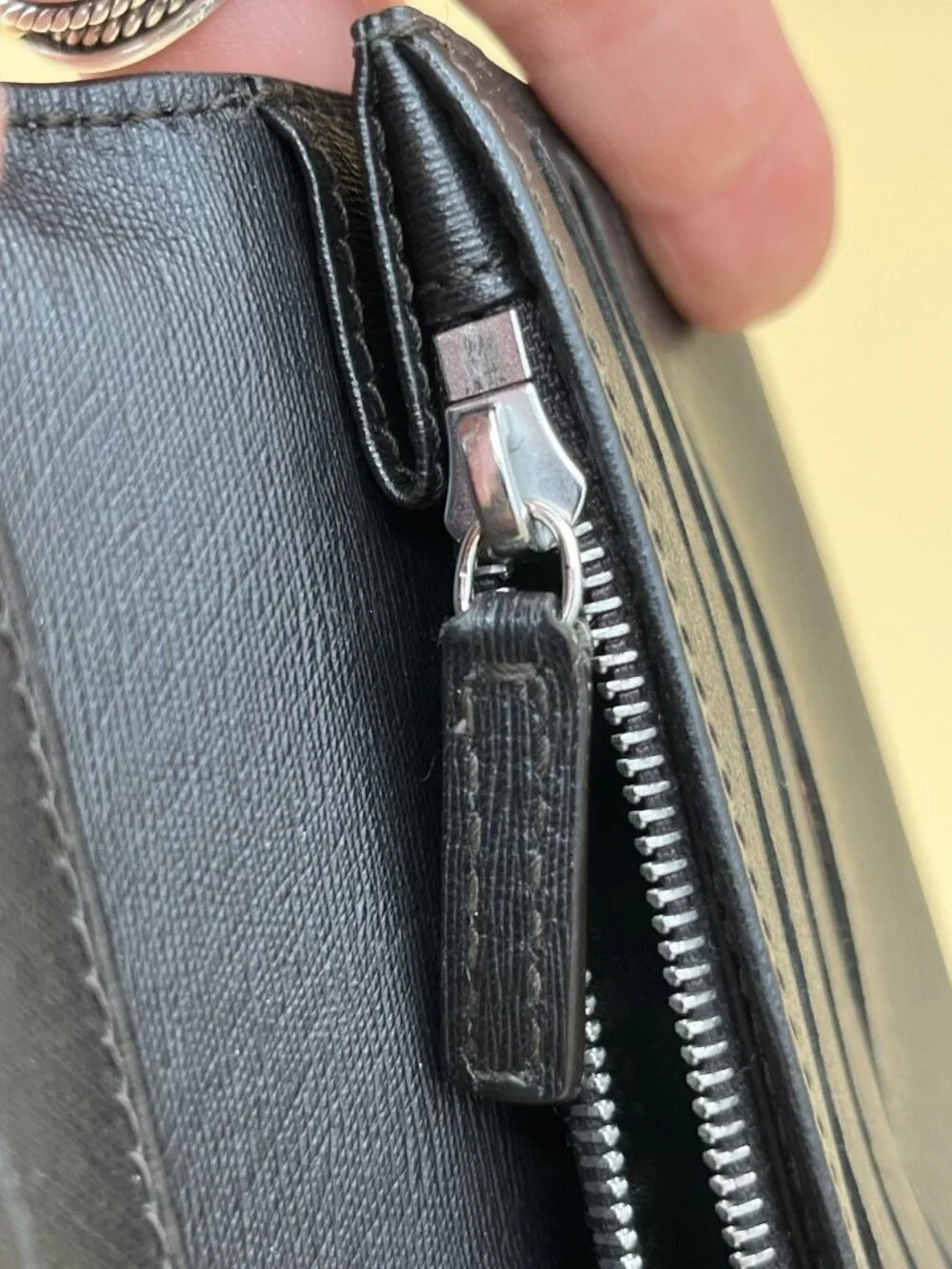 Dunhill Black Grained Leather Long Bifold Wallet Monogram Lining Made in Italy